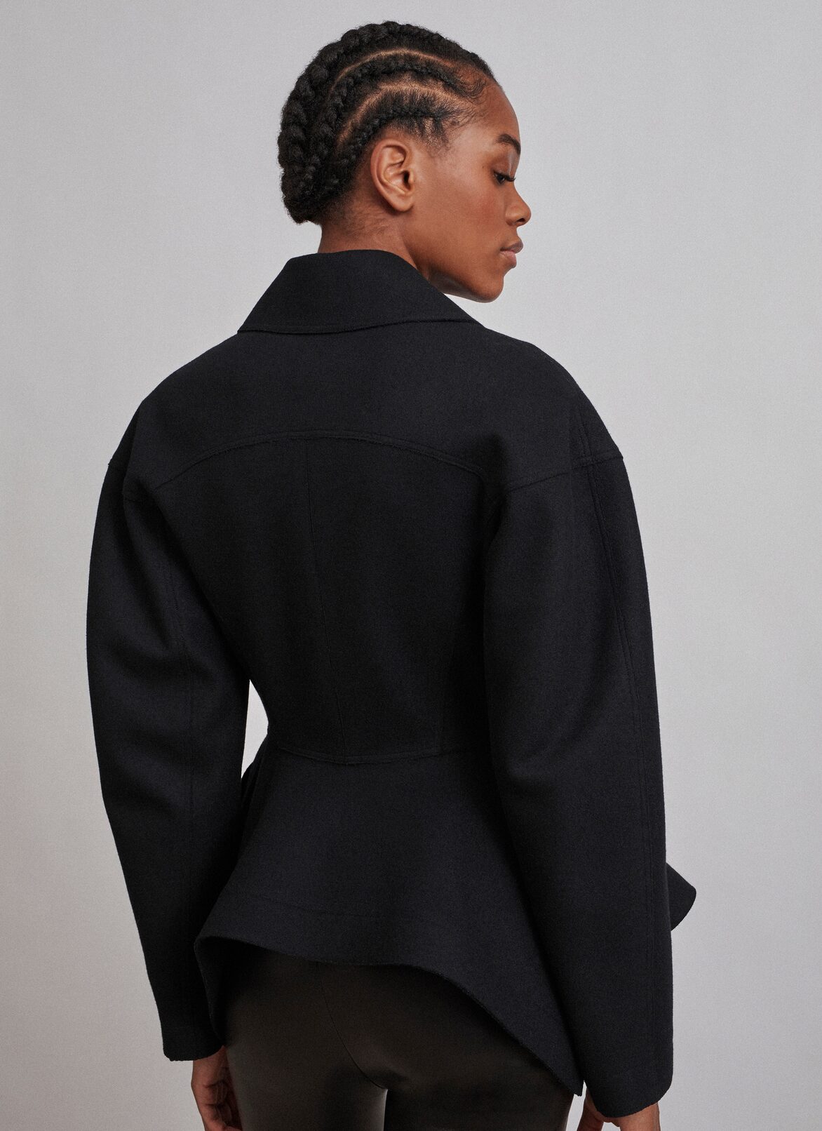 Fitted jacket in Japanese cloth
 ALAÏA BLACK FITTED JACKET IN JAPANESE CLOTH
